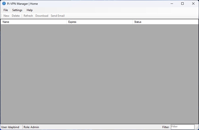 Home del client Windows per PiVPN